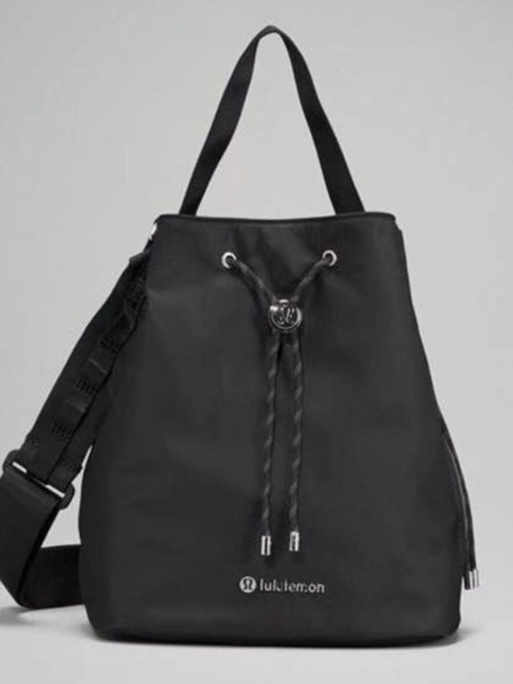 lululemon athletica Black Drawstring Shoulder Bucket Bag
